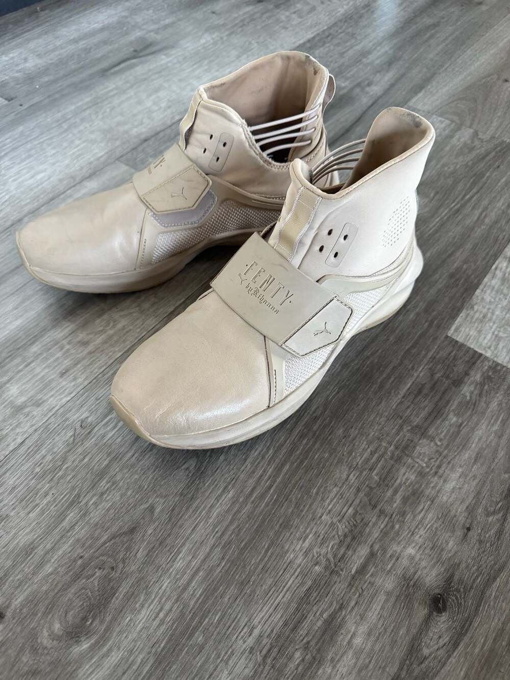 Puma Fenty by Rihanna Trainer Hi Leather Sneakers Sesame Whisper White